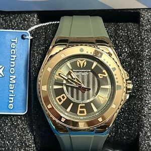 TechnoMarine Lusso Mare Men’s Watch 44mm Olive Green Quartz  NIB TM-225032